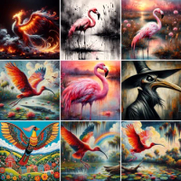 Bird Flamingo Scarlet Ibis Paint By Number 20x30 Personalized Crafts Supplies For Adults Wall Art Mother's Gift Wholesale HOT