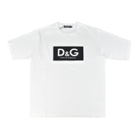 D&amp;G Dolce &amp; Gabbana印花白字LOGO純棉短袖圓領T恤(男款/白)