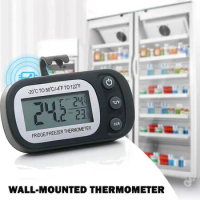Refrigerator Fridge Thermometer Digital Freezer Room Thermometer Waterproof, Max/Min Record Function with Large LCD Display