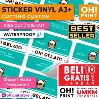 Cetak Stiker Label Vinyl / Transparan A3+ size kecil 4-8 cm2