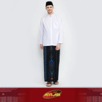 Sarung ATLAS Idaman 555 Kembang Motif BHS SGE 03 Hitam Biru