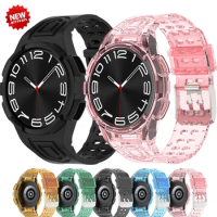 Silicone Case+band for Samsung Galaxy Watch 4 40mm 44mm transparent cover Strap Accessories for Watch 4 Classic 46mm bracelet
