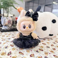 內地直送 - 僅衣服】盲盒一/二代掛件labubu 拉布布公仔衣服惡魔蝙蝠翅膀黑色紗裙服