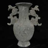 Chinese Old Bronze Statue Copper Vase Vase Carving Phoenix Decoration Home
