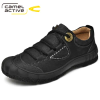 Camel Active New Men's Casual Shoes Genuine Leather Spring/Autumn Outdoors Rubber Sole Lace-up Breathable Black Men Sneakers