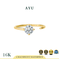 AYU Cincin Emas - Claw Round Solitaire Ring 16k Yellow Gold