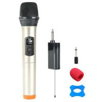 1Pcs Wireless Microphone Metal Handheld Mic Karaoke Speaker with Rechargeable Receiver for Speech DJ Singing Voice Amplifier