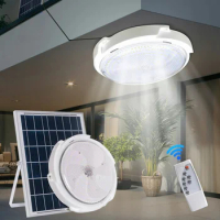 LED Solar Ceiling Lights Hallway Light With Remote Control Brightness Dimmable Panel Light For Corridor Garden Indoor Lighting