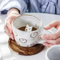 Cartoon 3D Animal Mugs Handmade Snail Cat Dog Daisy Cups Ceramic Kitchen Drinkware Cute Big Coffee Tea Mug Cup Fun Birthday Gift