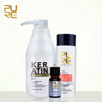 PURC brazilian keratin hair straightening treatment 5% formalin keratin and 100ml purifying shampoo free gift argan oil 11.11