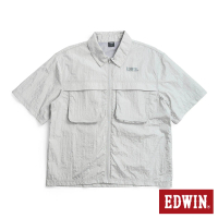 【EDWIN】男裝 短袖襯衫式防風外套(淺灰色)
