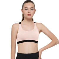 【pierre cardin 皮爾卡登女性內衣】交叉美背聚胸羅紋運動背心(單件-PEA蜜桃)