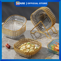 UHOUSE Piring Saji Aesthetic / Piring Saji Buah dan Lauk / Mangkok Plastik Crystal Aesthetic