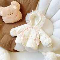 Girl's Princess Down Jacket Children Infants Kids Winter 90 White Eider Lace Hooded Bow Coat Abrigo Nina Roupa Infantil Menina