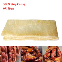 5Pcs Strip Sausage Casing 9cm*1.7M Sausage Casing Not Tubular Packing for Dry Meat Sausage Hot Dog Casing Dish DIY Kitchen Tools