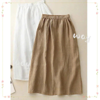 COD Chân váy dài chùm gót trẻ trung - eo chun - chất vải Linen bột mềm mát, form váy suông không kén