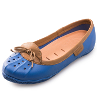 美國加州 PONIC&amp;Co. ELLA 防水輕量 娃娃鞋 雨鞋 藍色 防水鞋 懶人鞋 休閒鞋 環保膠鞋 平底 真皮滾邊