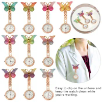 Hot Luminous Nurse Pocket Watch Quartz Clock Butterfly Shape Pendant Student Round Watch Butterfly Shape Pocket Fob Watches