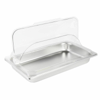 蛋糕鹵菜食物盒子不銹鋼托盤蓋透明菜罩翻蓋大防塵罩保鮮蓋長方形