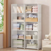 Household Multi-layer Wardrobe Foldable Dustproof Wardrobe Simple Assembly DIY Storage Wardrobe Bedroom Open Storage Cabinet