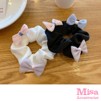 【MISA】蝴蝶結髮圈/韓國設計甜美粉嫩蝴蝶結造型大腸圈 髮圈 髮繩(2色任選)