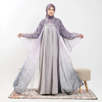Ridwan & Rahma Collection Clara Dress Outer Silk Motif Mix Inner Silk Polos Fit Mewah Panjang Pita B