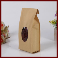 10*28+6cm 50pcs Kraft Paper Organ Window Bag For Gift/tea/candy/jewelry/bread Packaging Paper Food Bag Diy Jewelry Pack Display