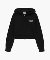 MARITHE FRANCOIS GIRBAUD W CLASSIC LOGO CROP KNIT HOODIE ZIPUP black M