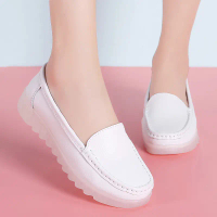 Spring Work Nurse Shoes Casual Mom Shoes Women's Flat Pure White Doctor Loafers