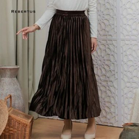 Rok Plisket Bludru Wanita Rebertus Diara Mahogany