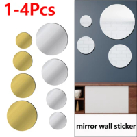1-4Pcs Round Acrylic Mirror Wall Sticker Aesthetic Wall Mirror Stickers For Wall Bathroom DIY Home Decor Wall Sticker Mirrors