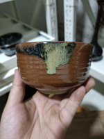 日本回流瓷器陶器窯變紫金釉抹茶碗茶杯茶器茶具，底部雙款，日本