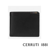 【Cerruti 1881】限量2折 義大利頂級小牛皮4卡零錢袋皮夾 全新專櫃展示品(黑色 CEPU05654M)