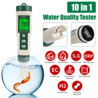 10 in 1 Water Quality Tester PH/TDS/EC/SALT/TEMP/S.G/ORP/H2/Fertile/Resistivity Tester Pen For Aquarium Swimming Pool