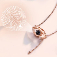 Angel's Eye Necklace Projection I Love You in 100 Languages Angel Eye Pendant Chain Romantic Love Wedding Christmas Necklaces