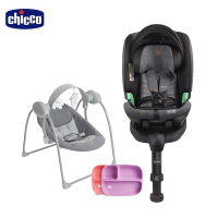 chicco官方直營-Bi-Seat全能i-size安全汽座Air版+Relax & Play電動音樂安撫搖搖椅+防滑三格餐盤2入