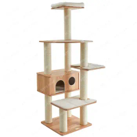 Cat Climbing Rack Wooden Large Luxury Solid Wood Cat Tree Cat Nest Cat Rack Integrated Tianzhu Cat Jumping Platform