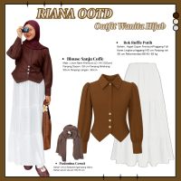 Syahnasputri - Outfit Set Riana OOTD Cewek ( Blouse + Rok + Jilbab ) Setelan Wanita One Set Hijab St