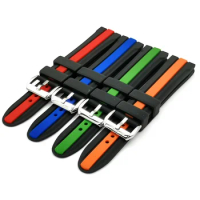 Colorful Stripe Silicone Watch Strap 20mm 22mm 24mm Rubber Band for Samsung Galaxy Watch 6 5 Pro 4 for Huawei GT for Seiko Diver