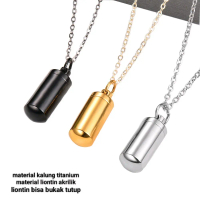 KALUNG TITANIUM PRIA WANITA ANTI KARAT LIONTIN TABUNG ANTI KARAT