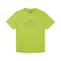 【The North Face 官方旗艦】北面男款綠色吸濕排汗防曬舒適透氣休閒短袖T恤｜87VZPIZ