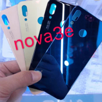 For Huawei P20 Lite Glass Back Housing Case Battery Cover For Huawei Nova 3e Rear Door Replacement Case Glossy Repair Parts