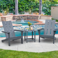2 Pieces Adirondack Chairs Set with Side Table, All-Weather Patio Fire Pit Chairs Adirondack Chairs for Porch, Balcony Silla ham