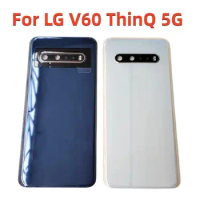 For LG V60 ThinQ 5G Back Door Replacement Battery Case,Rear Housing Cover Black + Camera Lens