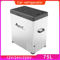 75L Alpicool Car Refrigerator Car Fridge Compressor Refrigerator Portable Freezer Cooler 220V For Home Outdoor Use Vehicle Truck