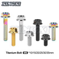 Xingxi Titanium Bolt M6x10/15/20/25/30/35mm DIN6921 Bicycle &amp; Motorcycle Fastener Hexagon Socket Flange Head Screw
