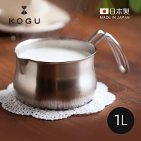 【日本下村KOGU】日製18-8不鏽鋼牛奶鍋-附刻度-1L(單柄鍋/湯鍋/不鏽鋼鍋)