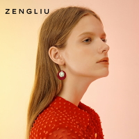 ZEGL錦鯉中國風耳環女紅色新年耳釘耳墜2021新款潮過年秋冬耳飾品
