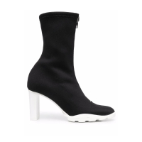 【Alexander McQueen】時尚流行拼色拉鍊造型短靴(黑)