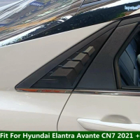 Rear Window Triangle Shutters Blinds Cover Trim 2PCS Fit For Hyundai Elantra Avante CN7 2021 - 2023 Matte Black Exterior Parts